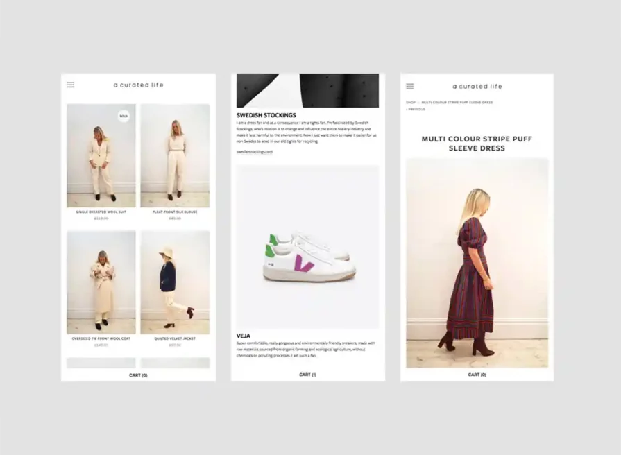A Curated Life | Brighton fashion ecommerce web design