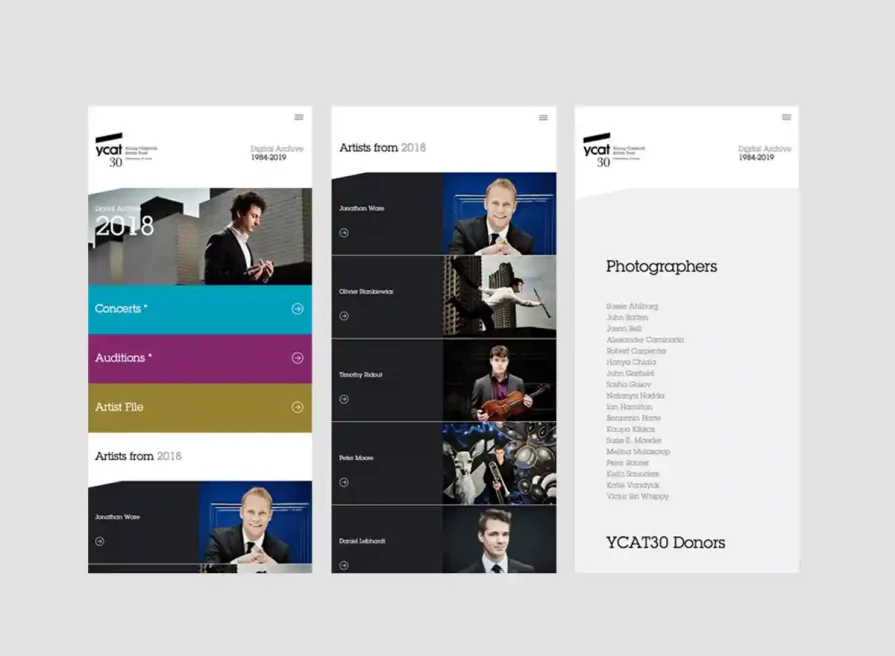 Young Classical Artists Trust | London music charity branding and web design